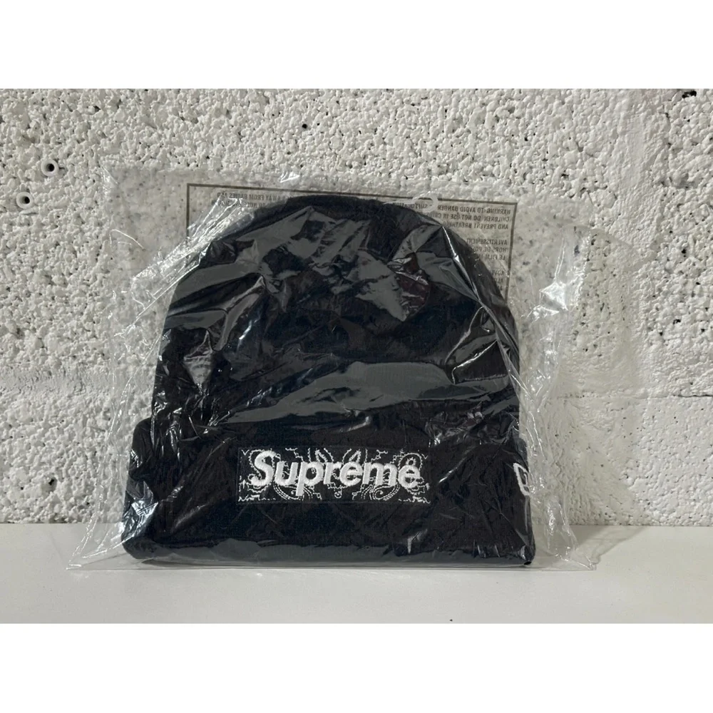 Supreme Black Bandana Box Logo Beanie New With Tags OS One Size